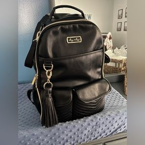 Itzy Ritzy Black Backpack with Gold Hardware